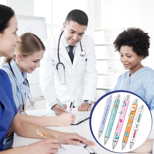 Geyee Nurse Ballpoint Pens Lovely Cartoon Nurse Pens Cute Retractable Nursing Pens Funny Ink Ballpoint Pens for Medical Assistants Students Workers Office Appreciation Gifts (10 Pcs)