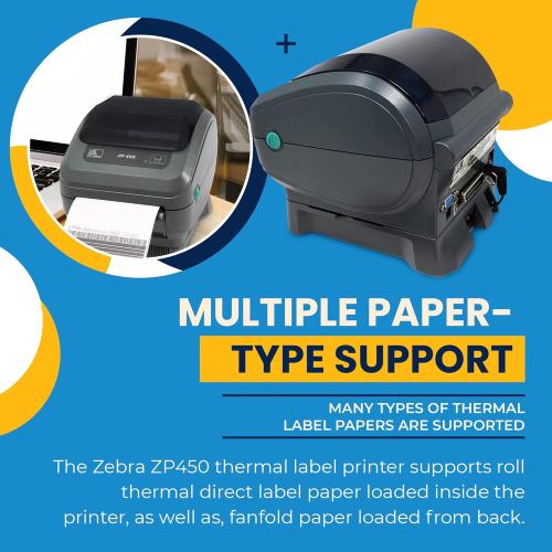 Zebra ZP450 (ZP 450) Label Thermal Bar Code Printer | USB, Serial, and Parallel Connectivity 203 DPI Resolution | Made for UPS WorldShip | Includes Jetset Software with charger and USB cable