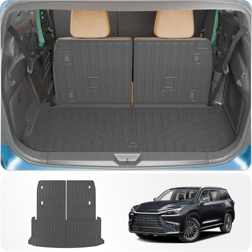 Trunk Mat Compatible with 2024 2025 2026 Lexus TX350 TX500h TX550h  6&7 Seats Cargo Mat Cargo Liner Trunk Liner Back Seat Protector All Weather TX Accessories (Trunk Mat with Backrest Mat)