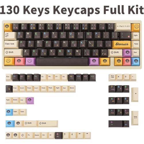 Cherry Profile PBT Keycap Set, Brown Japanese Keycaps, Dye Sublimation Custom Keyboard Caps for Mechanical Gaming Keyboard, 130 Keys