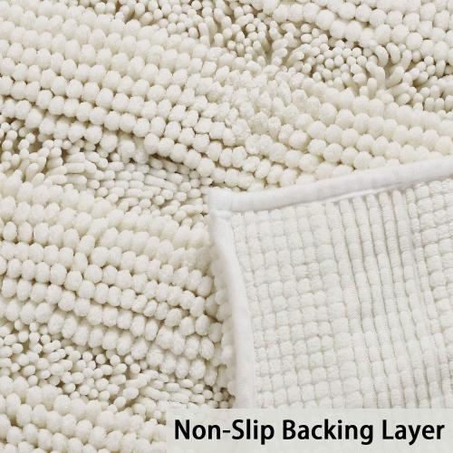 Turquoize Luxury Chenille Bath Rug for Bathroom Rugs Extra Absorbent Bath Mat Non Slip Microfiber Shower Rug for Bathroom Microfiber Shaggy Carpet Rug Size, 17x 24, Cream
