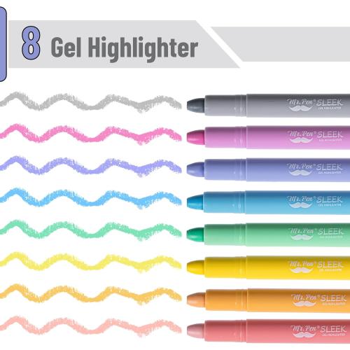 2pk Mr. Pen- Gel Highlighter, 8ct , Friendly Colors, Bible Highlighters No Bleed, No Bleed Highlighters, Bible Highlighter, Bible Markers, Gel Highlighters for Bibles, Highlighter
