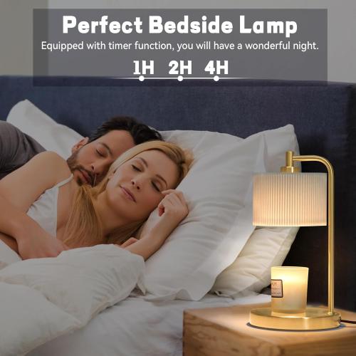 Candle Warmer Lamp with Timer, Dimmable Candle Wax Warmer Electric Candle Lamp for Scented Candles with Bulbs, Christmas Gifts House Warming Gifts Home Decor (Gold-Basic)