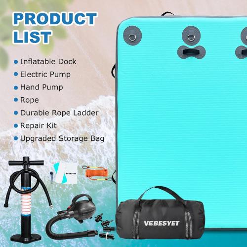 Inflatable Floating Dock Swim Platform, 6 Inch/8 Inch Thick Multi-Person Dock Floats Raft Platform with Storage Bag for Beach Lake Boating Pool