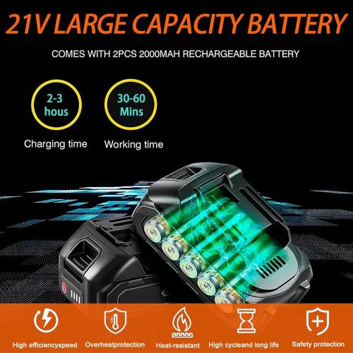 21V String Trimmer Cordless Battery Powered Weed Wacker, 2 X 2.0Ah Battery and a Charger, Brush Edger Lawn Tool for Garden and Yard