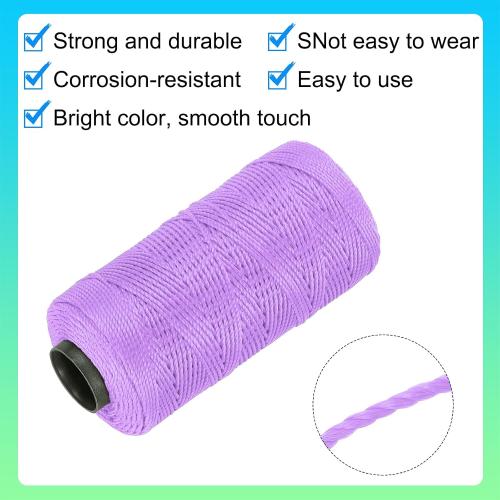 MECCANIXITY Nylon String 3 Strands Twisted Mason Line 1.5mm x 218 Yards Nylon Twine String for DIY Projects, Home Improvement, Gardening, Gift Wrapping, Christmas Party Supplies, Light Purple