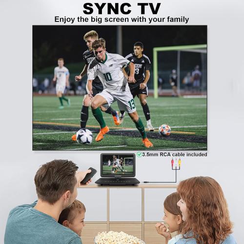 19.6 Portable DVD Player with 17.6’’ Large HD Screen, 4-5Hrs Play, DVD Player Portable with Dual Speaker, Last Memory, Support SYNC TV/USB/SD Card, Play All Discs Format Except Blu-ray, Black