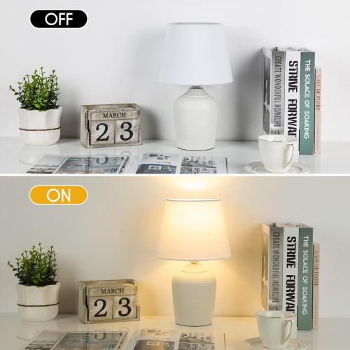 Sucolite Small 11.8 Table Lamps Set of 2, Bedside Nightstand Lamps for Bedroom Kid’s Room, Cute Desk Lamps with Studded Texture Base for Reading Nursery Living Room Office, White