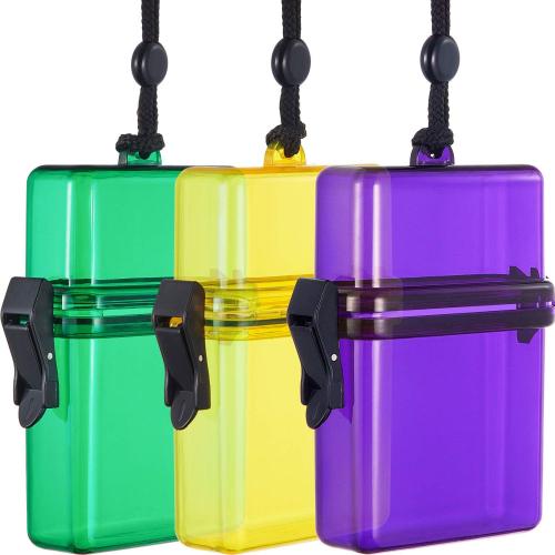 Outus 3 Pcs Waterproof ID Badge Holder Case, Green, Yellow, Purple