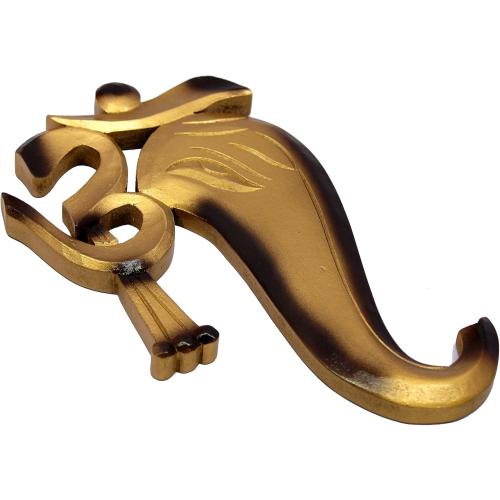 eSplanade Ganesha Ganesh Wall Door Hanging | OM Aum Wall Hanging | Decorative Accessories - Home Decor | Wood - 11.5 Inches - Golden