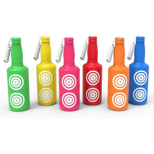KNINE OUTDOORS 6 Pack Plastic Bottles Shooting Targets for Shooting, 6 Bright Colors with Hanging Rope for Target Practice, Target Practice for Airsoft Pellet Pistol BB Gun