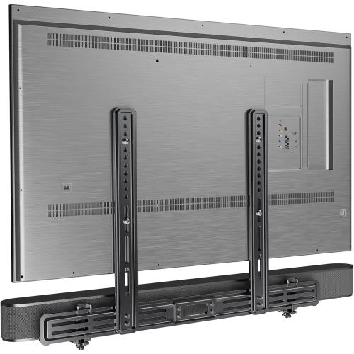 Black Perlegear Soundbar Mount, Sound Bar Mount with Holes/Without Holes, Sound Bar Mounts Under TV up to 15 lbs, Non-Slip Base Holder Extends 3.5” to 6”, Attach Speaker to TV or Wall
