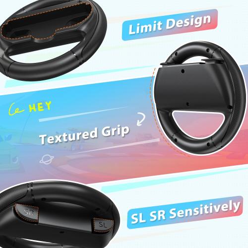 innoAura Steering Wheels for Switch 2（2025）, Ergonomic Design-Racing Wheels Family Use Switch 2 Accessories for NS2 Mario Kart World/ Mario Kart 8 (2x Black)