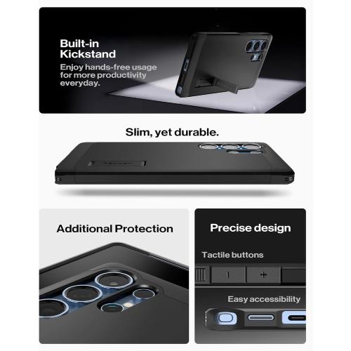 Spigen for Galaxy S25 Ultra Case, Tough Armor MagFit [Kickstand] [Compatible with MagSafe] [Military-Grade Protection] - Black