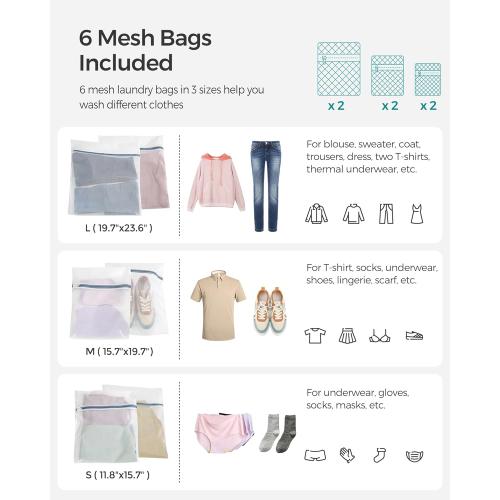 SONGMICS Laundry Hamper with Lid, 110L Clothes Hamper with 2 Removable Liner Bags, 6 Mesh Bags, Wicker Laundry Basket, Double Laundry Hamper for Bathroom, 13 x 22.4 x 23.6 Inches, Brown ULCB052K02