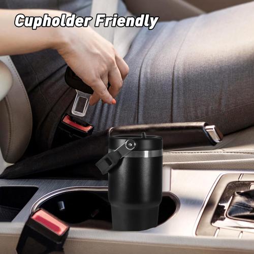 20 oz Tumbler with Handle, Insulated Tumbler with Lid and Flip Straw Leak Proof Double Wall Stainless Steel Vacuum Travel Coffee Mug Insulated Water Bottle Thermal Cup, Cupholder Friendly, Black