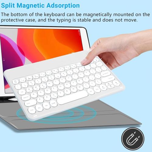 Bluetooth Keyboard and Mouse Combo for iPad - 9.72 Rechargeable Wireless Keyboard & Mouse, Type-C Charging, Perfect for On-The-Go Professionals (White)