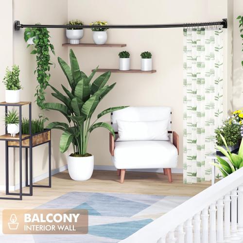 Bonpally Curved Shower Curtain Rod for Bathroom, 40-72 Inches Adjustable Curved Shower Rod, 0.9MM Aluminum Shower Curtain Rod with Rotating Brackets for Extra Shower Space, Need to Drill, Black