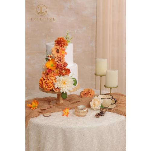 TINGE TIME Fake Flowers Artificial Flowers Peonies Bulbous Chrysanthemum Daisy Hydrangea Sunflower Violets Dahlia Daffodils Epiphyllum Orchid Cherry Blossom Camellia Leyaron (Burnt Orange)