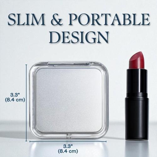 Small Compact 15X Magnifying Mirror for Travel - Handheld, Foldable & Lightweight - Mini Pocket-Sized Magnified Mirror for Purse - Square 3.3” x 3.3”
