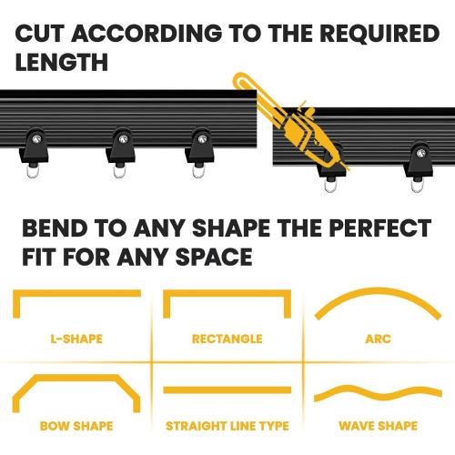 Flexible Bendable Ceiling Curtain Track, Ceiling Mount for Curtain Rail with Track Curtain System, Room Divider, Ceiling Curtain Rod, RV Ceiling Track for Curtains, 9.8 FT/ 3 M, Black