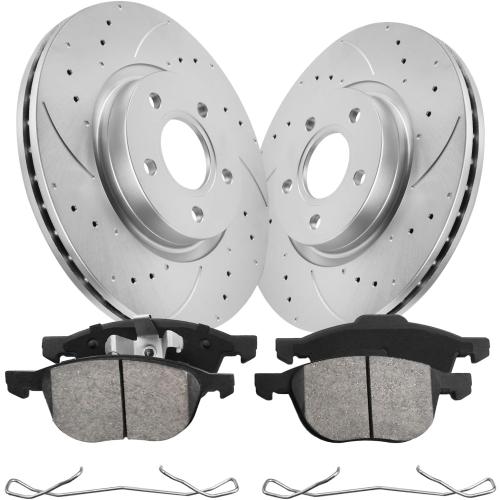 Front Brake Kit Compatible with Select Ford and Volvo Models - Escape 2013-2015/2017, C30, C70, S40, V50|Anti-Rust Geomet Coated Brake Rotors Brake Pads| 11.8in|D1044-7947 & 34364 |Front Rotors