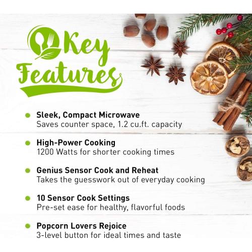 Panasonic NN-SN68KS Compact Microwave Oven with 1200W Power, Sensor Cooking, Popcorn Button, Quick 30Sec & Turbo Defrost, 1.2 cu.ft, Stainless Steel