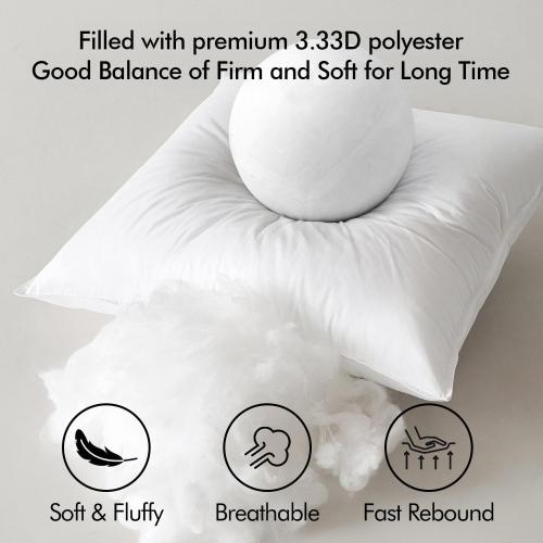 MIULEE 24x24 Throw Pillow Inserts,Set of 2 Decorative Pillow Inserts with Soft Cotton Cover,Fluffy and Cozy Indoor Square Sofa Couch Pillow Inserts White