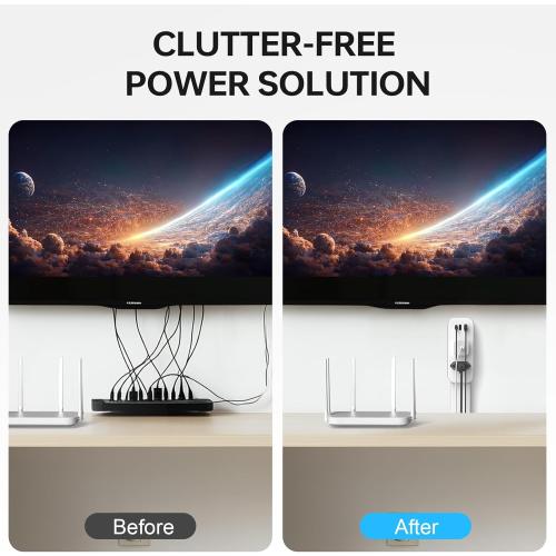 Electrical Outlet Extender Stick 2pack | 180° Swivel | Extends 23-35 in for Hard-to-Reach Places | 2 AC Outlets   3 Ports (USB-C/USB-A) for Bed, Dorm, Office & Sofa