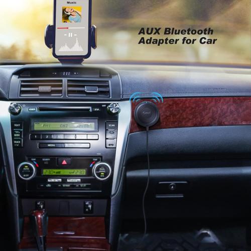 Bluetooth Car Adapter, 3.5mm Aux Bluetooth Adapter for Car/Home Stereo/Speakers, Blue-Tooth Audio Receiver with Ground Loop Noise Isolator, Hands-Free Calls, Dual Connection, 3.5mm AUX Input