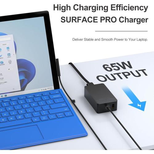 65W Surface Pro Laptop Charger-for Microsoft Surface Pro Charger Windows Surface Laptop 7,6,5,4,3,2,for Microsoft Surface Pro10,9,8,7 ,7,6,5,4,3,X,Surface Book3,2,1,Surface Go Tablet,Support 44W,10FT