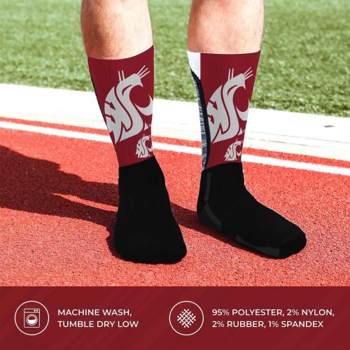 Size Large For Bare Feet NCAA Adult State and University Crew Socks - Polyester blend - Unisex - High-performance socks provide