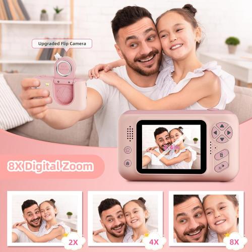 Upgrade Kids Selfie Camera,Chritmas Birthday Gift for 3-9 Years Old Girls,Portable Toy for 3 4 5 6 7 8 9 Year Children,Toddler 1080HD Digital Video Camcorder Camera with 32G SD Card Pink