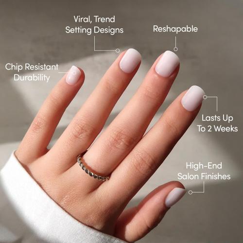 Glamnetic Press On Nails - Cool Whip | Super Short White Fake Nails, Salon Quality Milky Nails | Extra Short Length, 12 Sizes - 30 Nail Kit with Glue