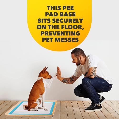 ‼️has mild stains‼️Skywin TidyFriend Travel Friendly Dog Pee Pad Holder Fits Up to 24” x 24” Wee Wee Pee Pads - Flexible Rollable Silicone Mat with Soft Edge - Quick Wipe & Potable Dog Pad Holder (Beige) | Stable Grip, Raised Edges, Quick-Wipe Silicone Surface Dog Potty Tray Holder for Indoor Flooring Protection