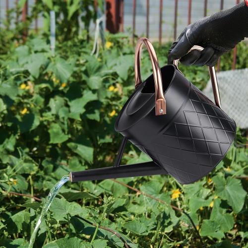 1.75 Gallon Outdoor Metal Watering Can for Garden Plants, Vintage Zinc Watering Can with Removable Spray Spout, Ideal for Outdoor Use (Black)