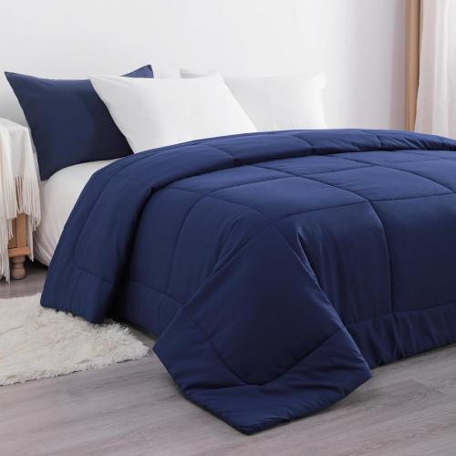 NTBAY King Comforter - Down Alternative Duvet Insert, All Season Bedding Quilted with Co Machine Washable, Soft Comforter Only, Navy Blue