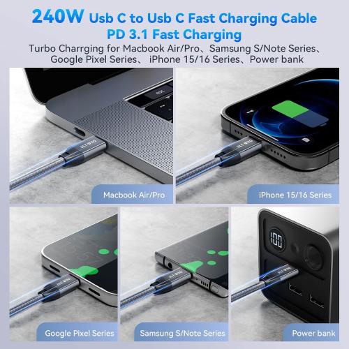 ULT-WIIQ 3.3FT Nylon Braided USB C to USB C 3.2 Gen 2 x 2 Video Cable for Monitor, 8K@30Hz 4K@144Hz/60Hz Display Cable, 20Gbps Data Transfer, PD 3.1 Supports 240W Fast Charging, for Laptop, PC, SSD…