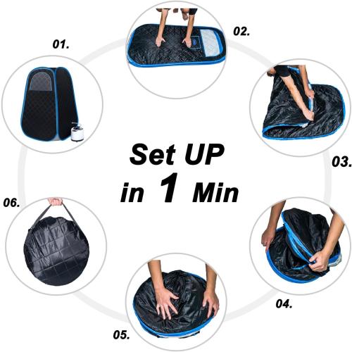 Foldable Portable Steam Sauna, Personal Sauna Tent for Home SPA with 1000w 2.2L Steamer, Folding Chair, Remote Control, Black