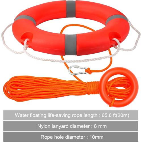 Size 14/22 Color orange Pool Life Ring Buoy Safety Ring Boat Throw Ring Life Preserver Ring with Water Floating Lifesaving Rope and Reflective Tape Orange 14/22