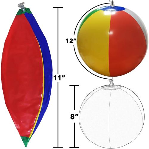 SYZ 12 Beach Balls Bulk - Inflatable Swimming Pool Toys for Kids Birthday Party Supplies Favors Luau Decorations - Blow Up Classic Rainbow Color Beachball Summer Water Games Fun Gifts (12 Pack)