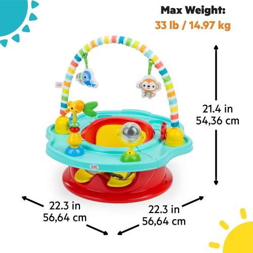 Bright Starts 3-in-1 SuperSeat Playful Paradise, Baby Activity Seat with Toys, Snacking Tray, Booster Seat, BPA Free Tray, Unisex, 6 Months