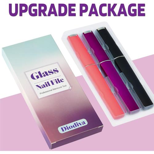 3 Pack Crystal Glass Fingernail File with Case for Natural Nail Professional Czech Glass File Double-Sided Etched Gentle Nail Care Stocking Stuffers for Women or Adults, Unique Gifts