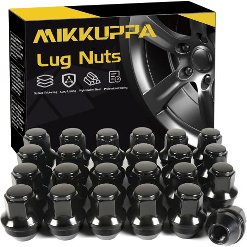 MIKKUPPA M14x1.5 OEM Lug Nuts, Black Solid One Piece Large Acorn Seat Nuts