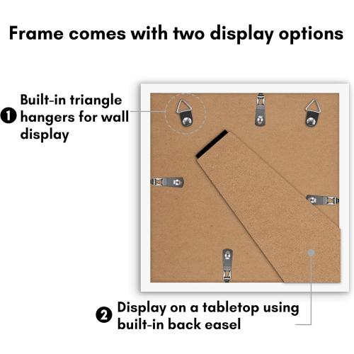 Americanflat 9x9 Picture Frame with Polished Plexiglass - Set of 2 - Use as 6x6 Frame with Mat or Display 9x9 Photo Without Mat - Galleria Collection - Square Frames for Tabletop and Wall - White