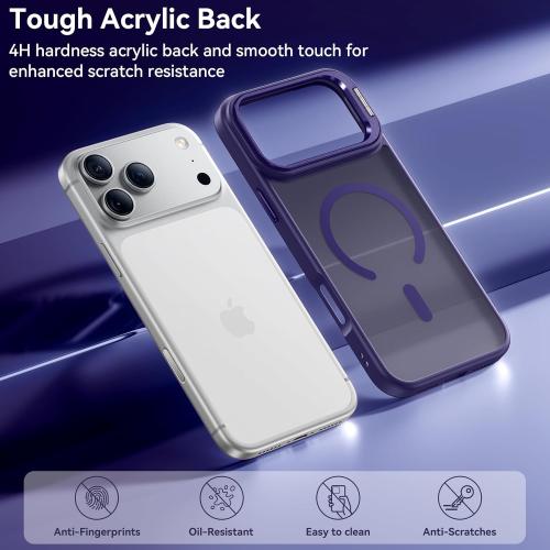 for iPhone 17 Pro Max Case with Stash Lens Stand and 9H Screen Protector, Compatible with MagSafe, Military-Grade Drop Protection Phone Case for iPhone 17 Pro Max, 360° Full Protection, Purple