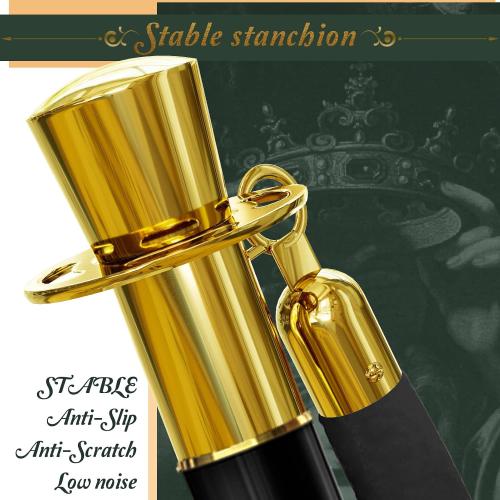 4PCS Top Crown Decoration Black-Gold Stanchions Posts with 3PCS 5 ft Black Velvet Rope, Red Velvet Rope Stanchion Set Crowd Control Barriers, Stanchions and Velvet Ropes Red Carpet Poles for Party ‼️used‼️
