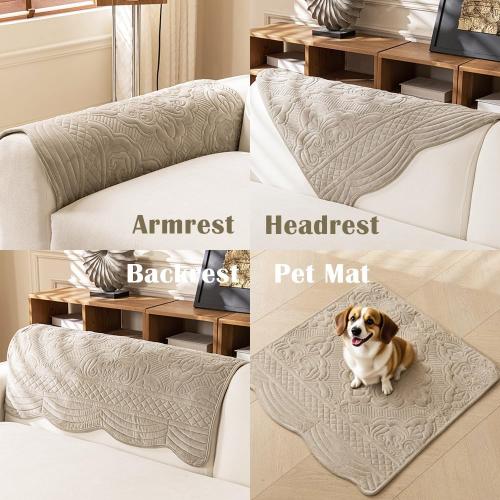 Couch Cover Sofa Covers Washable, Velvet Fleece Sofa Slipcovers for 3 Cushion Couch, Non-Slip Furniture Protector for Dog Pet, L Shaped Recliner Sectional Couch Cover Taupe,36X83(Only 1 Pcs)