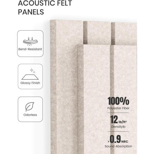 Fluxynara 48 x 36 Large Felt Bulletin Board, Oatmeal | 12 Pack Cork Board Alternative with 60 Safe Adhesive Tabs, Pin Boards for Wall Decor, Home, Office, Classroom,Dorm
