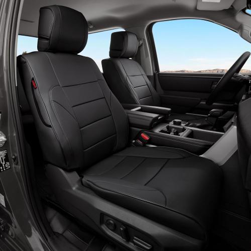 Custom Fit Tundra Seat Covers for 2022–2026(CrewMax & Double Cab) | Full Set for SR, SR5, Limited, Platinum, 1794, TRD Pro, Capstone, Fits Gas & Hybrid, Waterproof Leatherette,Pet & Kid,Black